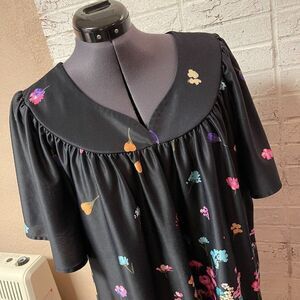 Vintage Anthony Richards Black Floral Muu Muu House Dress Plus Size 1X